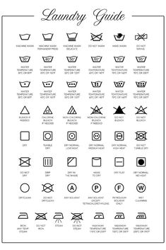 the laundry guide is shown in black and white, with symbols for each washer