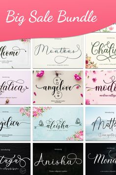 the big sale bundle includes handwritten font and calligraphy