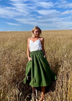 The comfiest of them all, our 100% linen Amber skirt features A-line silhouette, gathered on an elastic waistband at the waist. It guarantees freedom of movement, carefree attitude and breezy days ahead! Try it in goes-with-anything Chocolate color, or in more of an eye-catching Moss Green color, which is also a heavier type of linen. And the best thing about it, you can wear it 2 different ways - buttons at the front or at the back! Great trans-seasonal piece that is suitable for spring, summer Linen Flowy Skirt For Vacation, Flowy Linen Skirt For Vacation, Linen Lined Skirt For Vacation, Linen Long Skirt For Vacation, Long Linen Skirt For Vacation, Relaxed Linen Maxi Skirt For Vacation, Vacation Long Linen Skirt, Casual Linen Gathered Skirt, Casual Linen Gathered Skirt Bottoms