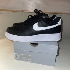 ‘07 Black And White Only Worn Once Look Brand New Size 10 In Woman’s Size 8.5 In Men’s Shoes Nike Air Force, Shoes Nike Air, White Only, Nike Air Force 1, Air Force 1, Nike Air Force, Black Nikes