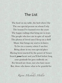 a poem written in black and white with the words'the list'on it