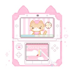 a cross stitch pattern of a cat in a pink crib with a kitten on the screen