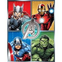 the avengers lunch napkins are designed to look like they have different characters on them