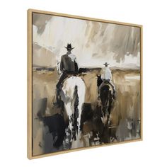 a painting of two men riding horses