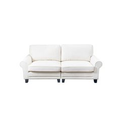 two white couches sitting next to each other