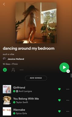 an app showing the music player for dancing around my bedroom