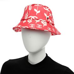 This is an authentic CHANEL Cotton Bucket Hat Size M in Red and White. The hat is crafted of 100% cotton in red and white CC logos and a small silver CC logo. Cotton Bucket Hat, Cc Logo, Hat Sizes, Bucket Hat, Red White, Red And White, Chanel, Things To Sell, Hats