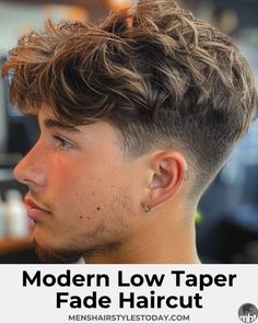 Modern Low Taper Fade Teenage Men Hairstyles, Men’s V Haircut, Longer On Top Mens Hair, Short Sides Longer Top Hair Men, Haircut For Men With Thick Hair, Low Taper Fade Boys Haircut, French Taper Fade, Blowout Taper Hair, 2024 Teenage Boys Haircut Trends