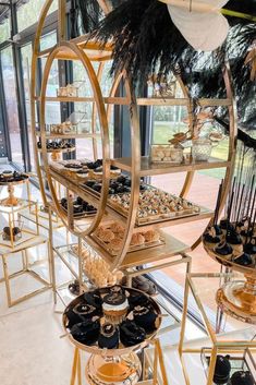 a display case filled with lots of different types of pastries