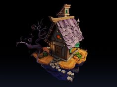 a small house with a tree on top of it