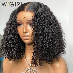 Wigirl 250 Density 13X4 HD Transparent Curly Short Bob Human Hair Wigs Deep Wave 13X6 Lace Frontal Curly Short Bob, 5x5 Closure Wig, Wigs Deep Wave, Bob Human Hair Wigs, Curly Short, Short Curly Bob, Closure Wig, Deep Wave, Short Bob