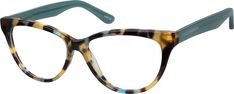 These cat-eye glasses are the definition of chic. The medium-wide frame is made with high-quality acetate that is polished by hand to a lustrous finish. It is available in the following colors: sand tortoiseshell (with soft blue temple arms) and brown pattern (with soft green temple arms). Spring hinges provide a comfortable fit. Please note the actual pattern on eyeglasses may vary slightly from the one pictured. | Zenni Women's Cat-Eye Prescription Glasses Pattern Tortoiseshell Plastic Frame Glasses Frames Trendy, Cat Eye Colors, Fake Glasses, Hair Accessories Pins, Eye Prescription, Oval Glasses, Oval Eyeglasses, Zenni Optical, Cute Sunglasses