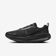 The Nike Promina makes every walk a soft ride. Its tall foam stack combined with a grooved rocker on the outsole provides high cushioning for all-day comfort. Men Nike Shoes, Men Nike, Mens Walking Shoes, Personal Protective Equipment, Walking Shoes, Mens Shoes Sneakers, All Black, Rocker, Black Men