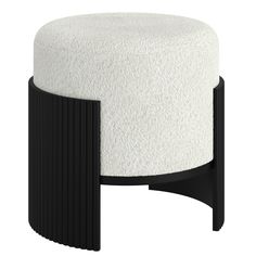 a black and white stool with an upholstered foot rest on the bottom side