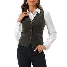 This waistcoat is a professional & distinguished uniform piece, it can be worn buttoned for formal occasions, or left undone for a casual look depending on your venue requirement. Very chic and elegant. Suitable for steampunk-themed, rock party, Halloween, fashion show, casual, costume, etc. I believe you'll be quite happy with the beautiful design and high quality. Measurement (in inches) International Size----------Chest Girth----------Waist Girth----------Shoulder Width----------Length XS---- Lapel Collar Vest With Buttons For Workwear, Business Vest With Button Closure For Fall, Fall Business Vest With Button Closure, Formal Fall Blazer With Vest, Fitted Vest With Button Closure For Office, Formal Blazer With Vest For Fall, Fitted Office Vest With Button Closure, Fitted Buttoned Vest For Office, Fitted Button Vest For Office