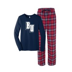 "Belmont University Flannel Pajama Set - Long Sleeve Shirt The Belmont Bruins Pajama Set includes 1 long sleeve tee and 1 flannel plaid pj pant. This classic unisex jersey t shirt fits like a well-loved favorite, featuring a classic crew neck, long sleeves and superior combed and ring-spun jersey cotton. Enjoy the distinctive look and comfortable quality of our flannel pant. These pants are ideal for pairing with casual and comfortable outfits and balances casual and style for men and women alik T Shirt Fits, Belmont University, Cozy Pjs, Pj Pant, Terry Robe, Matching Family Christmas Pajamas, Family Pajama Sets, Personalized Pajamas, Adult Pajamas