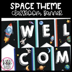 the space theme classroom banner is shown