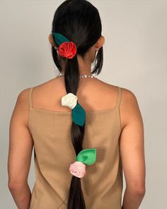 Sandy Liang Instagram post fashion brand Sandy Liang Scrunchie, Modern Coquette, Flower Scrunchie, Couture Sewing Techniques, Sandy Liang, January 12, Dutch Braid, Couture Sewing