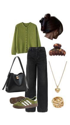 #outfitideas #outfits #outfittrends #outfit Green Sweater Outfit, Uni Outfits, School Looks, Cute Everyday Outfits, Outfit Inspo Fall, Fall Winter Outfits, Outfits Casuales