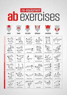 an exercise chart with exercises for the upper body