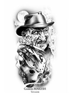 Blackwork tatuagem design arte terror horror fechamento stencil realismo Jason Tattoo Stencil, Dark Horror Tattoo Designs, Jason Tattoo Design, Freddy Vs Jason Tattoo, Bray Wyatt Tattoo, Tattoo Sleeve Stencil, 12 Mola, Jason Tattoo, Drawing Horror