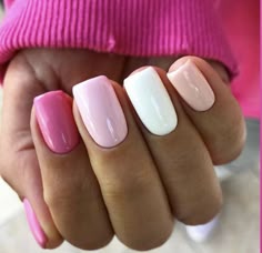 Multi Colored Dip Nails, Same Color Different Shade Nails, Pink Neutral Nails, Unghie Sfumate, Nagellack Trends, Smink Inspiration, Cute Gel Nails, Neutral Nails, Fire Nails