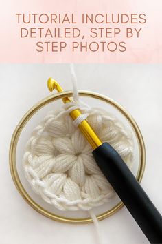 the crochet circular is being worked on with yarn