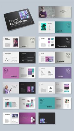 Modern Brand Guidelines Layout. Brand guidelines Template. Branding Brochure. Visual Guidelines Design, Brand Brochure Layout, Branding Identity Presentation, Brand Guideline Layout, Brand Guidelines Design Template, Brand Manual Design Layout, Brand Guidelines Template Free, Brandguides Design, Brand Identity Guide