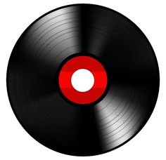 a black and red record on a white background