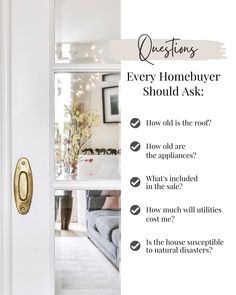 an open door with the words questions every homebuyer should ask