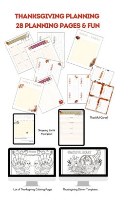 thanksgiving planning pages and printables for kids to use on their computer or tablet