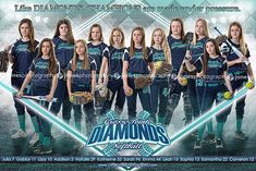 the diamond's softball team is shown in this poster