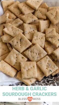 herb and garlic sourdough crackers are the perfect snack to serve with friends