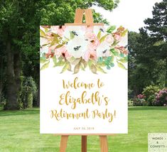 retirement-party-decorations-words-and-confetti Retirement Party Ideas, Baby Shower Banner Girl, Housewarming Party Decorations, Pink Gold Baby Shower, Retirement Party Decorations, Party Welcome Sign, Baby Shower Guest Book, Bridal Shower Signs, Baby Shower Banner