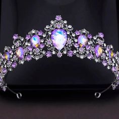 Silver Tiara Lavender Purple Gems Crown Round Princess Queen Headress Bridgerton Gift Bridal Real Metal Cosplay Diadem Wedding Pageant This Stunning Tiara Is Crafted From Tarnish Resistant Zinc Alloy And Intricately Decorated With Crystals To Create An Elegant Look Ideal For Any Special Occasion, Including Weddings, Quinceaeras, Birthdays, Pageants And More. Delight The Queen Of Your World And Tell Them They're Your One And Only! **Wearing Your Crown Or Tiara** Most Pieces Are Adjustable By Care Princess Crowns, Crystal Princess, Crystal Crown Tiaras, Purple Crown, Silver Hair Accessories, Queen Gifts, Purple Wedding Dress, Silver Tiara, Purple Gems