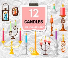 twelve candles with the text 12 candles svg png eps dxf files