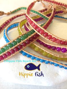 Leather Double Wrap Bracelet 🌀Beautiful rose pink beads 🌀Silver metal button closure, adjustable sizes 🌀Light beige leather 🌀Double wrap bracelet (twice around your wrist and fasten with the button) Complimentary gift wrap. More bracelets: https://www.etsy.com/shop/hippiefishbeachart?ref=hdr_shop_menu&section_id=17157275 Thank you for visiting Hippie Fish 🌀 Back to my shop: http://www.hippiefishbeachart.etsy.com Hipster Jewelry, Double Bracelet, Red Beaded Bracelet, Yellow Bracelet, Double Wrap Bracelet, Hippie Bracelets, Red Bracelets, Bracelet Leather