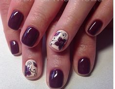 Purple And Brown Nails Designs, Dark Purple Design Nails, Dark Purple Nails Short, Monkey Nails, Nail Polish Style, Nails And Shoes, Dark Purple Nails, Plum Nails, Pedicure Designs Toenails