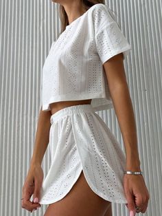 Top Shorts Set, Long Sleeve And Shorts, Loose Pullover, Crop Top And Shorts, Maxi Dress Formal, Short Sleeve Cropped Top, Round Neck Tops, Two Piece Sets, Outfit Casual