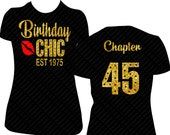 the birthday chic shirt is black with gold glitters and has an image of marilyn monroe