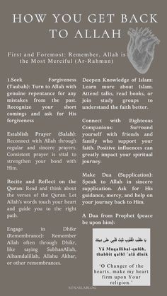 the back cover of an article about how you get back to allah