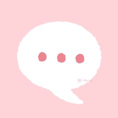 a white speech bubble with three red dots on it's side against a pink background