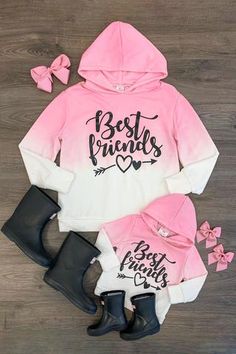 Baby Matching Outfits, Matching Mommy Daughter Outfits, Matching Mommy Daughter, Mommy Daughter Outfits, Daughter Outfits, Sparkle In Pink, Mother Daughter Outfits, Matching Hoodies, Sister Outfits