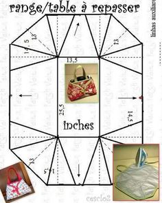 the diagram shows how to make a purse