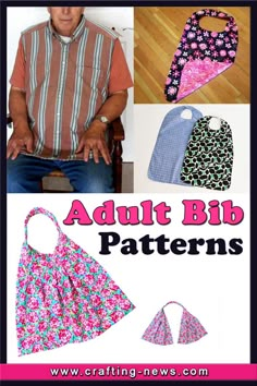 an adult bib pattern is shown with instructions to make it