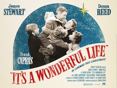 it's a wonderful life movie poster with children around the christmas tree and stars