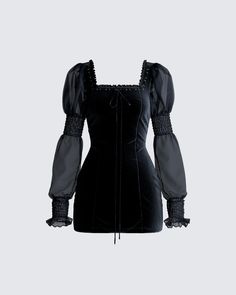 Put them under your spell and make them yours 🖤 This black mini dress, made from heavy stretch knit velvet and chiffon fabric, is complete with a square neck and inner corset boning. This look will turn you into the kind of baddie that only the brave could handle 😏 Goth Mini Dress, Fitted Ruched Corset Dress With Square Neck, Fitted Mini Corset Dress For Fall, Fitted Mini Length Corset Dress For Fall, Fitted Mini Length Fall Corset Dress, Black Square Neck Corset Dress For Night Out, Square Neck Ruched Corset Dress For Parties, Black Square Neck Corset Dress For Evening, Fitted Black Winter Corset Dress