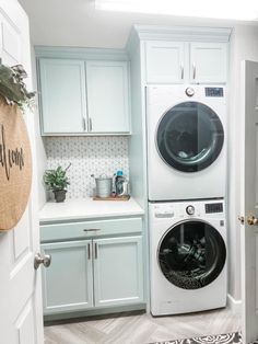 a washer and dryer in a small room