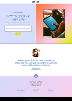 an image of a website page with the word'how to level up your life '