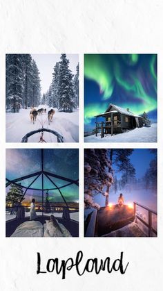 four pictures with the words lapland written below them